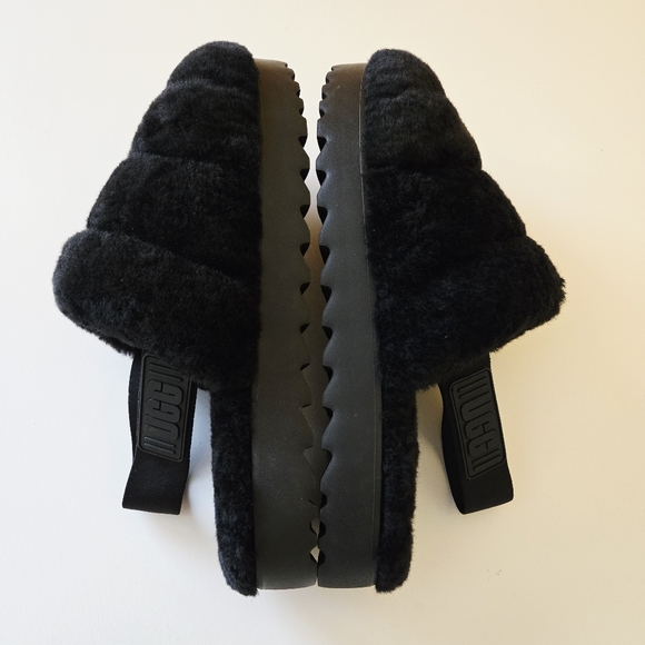 UGG SUPER FLUFF BLACK SLIDE SHEEPSKIN CLOSED TOE MULE SLIPPERS SIZE US 10 WOMEN - Picture 7 of 16